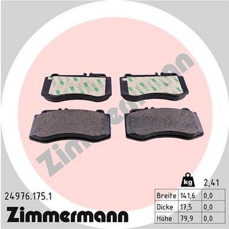 ZIMMERMANN Brake Pad Set, 24976.175.1 24976.175.1